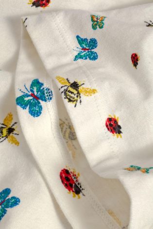 Cream Bug Print Jersey Shorts Set